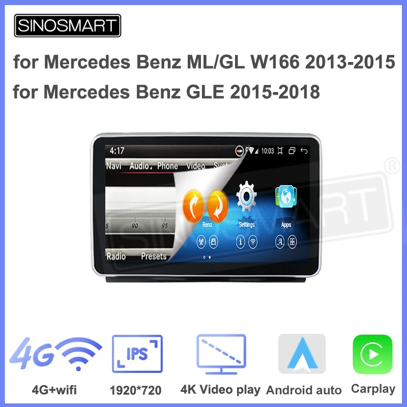 

Sinosmart Car GPS Navigation for Mercedes Benz ML/GL W166 2013-2015 for GLE 2015-2018 Class All OEM Features Retained