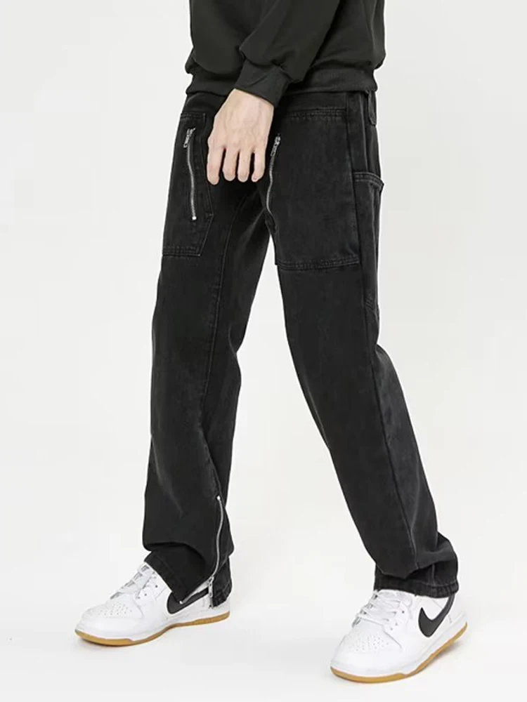 Men's Baggy Jeans Men Pants Streetwear Black Jeans Vintage Cargo Pants Men's Pants Split Pants Men Clothing Denim Pants Men