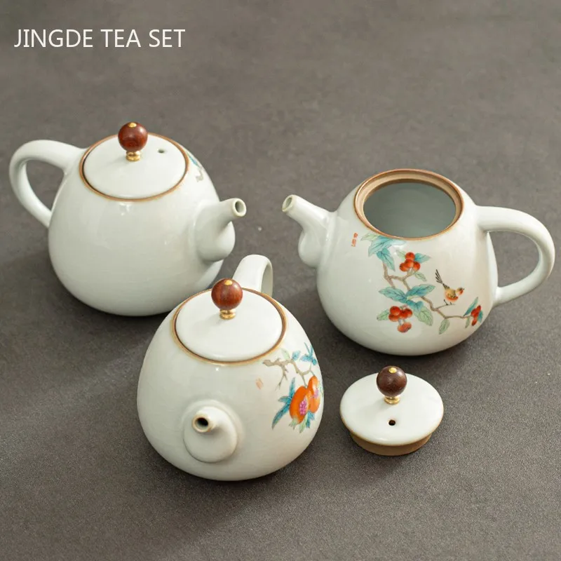 Vintage Ru Porcelain Ceramic Tea Maker Customized Filter Beauty Pot Household Sets Chinese Ceremony Supplies 230ml