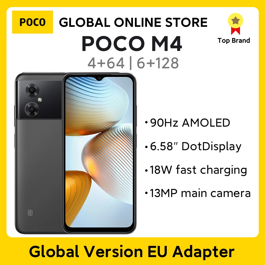 

Новинка, смартфон глобальная версия POCO M4, NFC, 4 ГБ, 64 ГБ/6 ГБ, 128 ГБ, затемнение 700, Восьмиядерный процессор 90 Гц, 6,58 дюймовый дисплей DotDrop, 18 Вт, 5000 ...