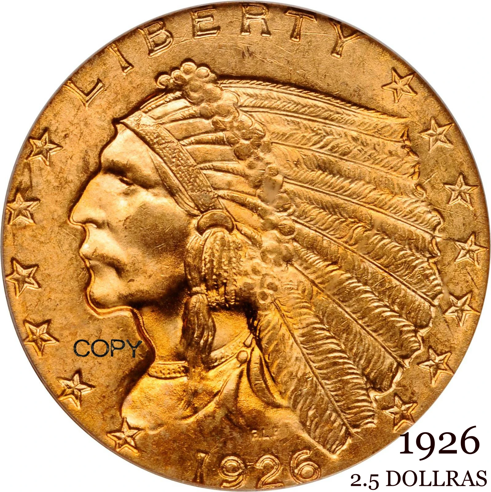 

Соединенные Штаты Америки 1926 2,5 2 доллара США Свобода Орл США Золотая зерна латунные металлические копировальные монеты
