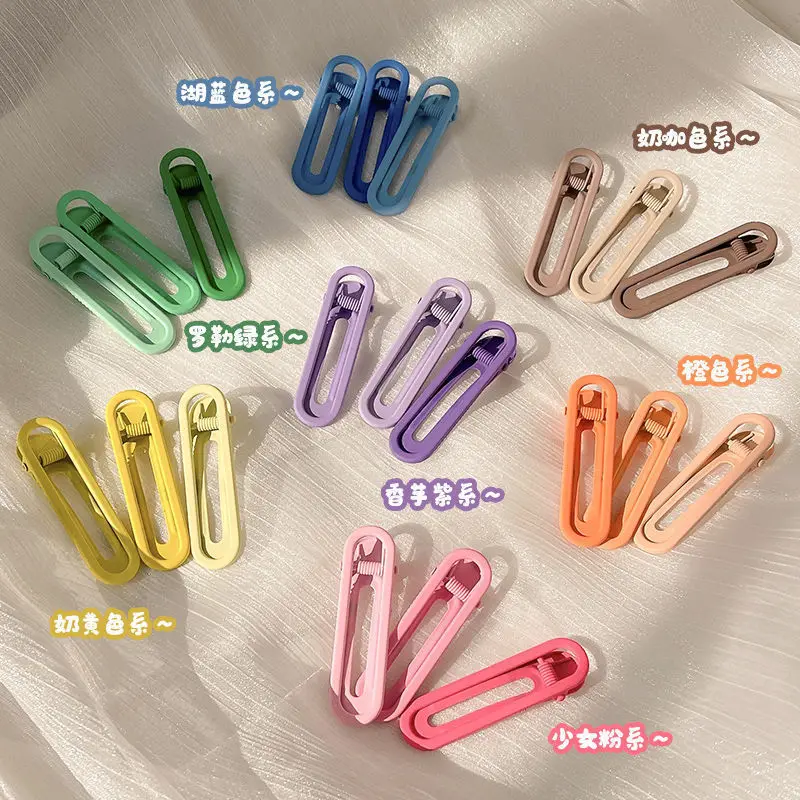 

6/9pcs Color Square Candy Hair Clips Alloy Girl Hairpin Summer Cartoon Hairclips BB Clip Fashion Solid color Hair Accessories