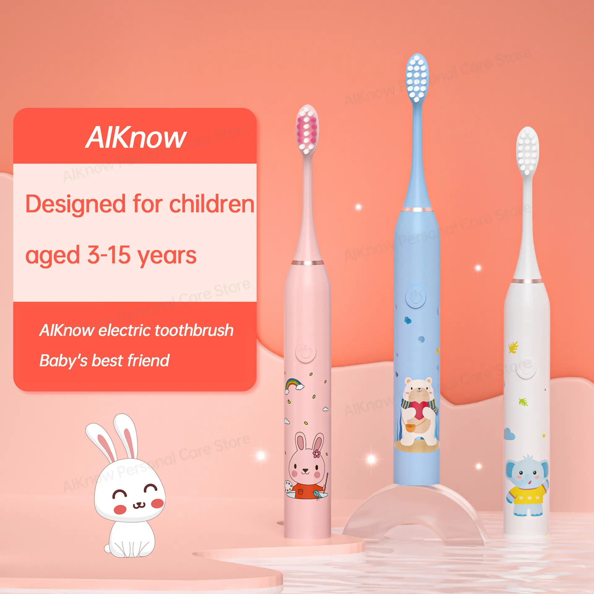 

Children Electric Toothbrush Smart timing IPX7 Waterproof 5 Modes Cute Cartoon Soft Hair For Children Aged 3-15 Years