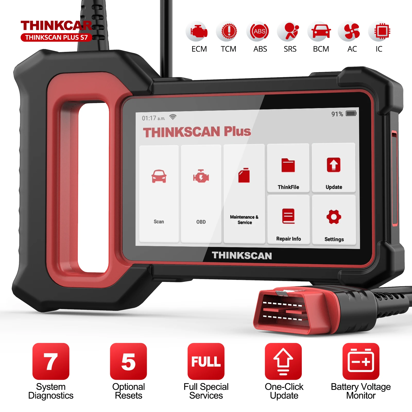 

Автомобильные диагностические инструменты THINKSCAN PLUS S4/S6/S7 OBD2, мульти Система сканирования ABS SRS ECM TCM BCM IC AC, считыватель кодов, автоматический сканер
