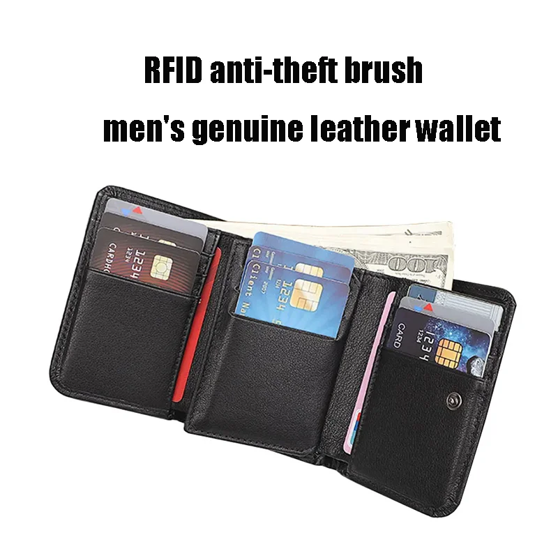 głowy w stylu vintage portfele z naturalnej skóry bydlęcej dla mężczyzn krótkie zapięcie na zatrzask uniseks