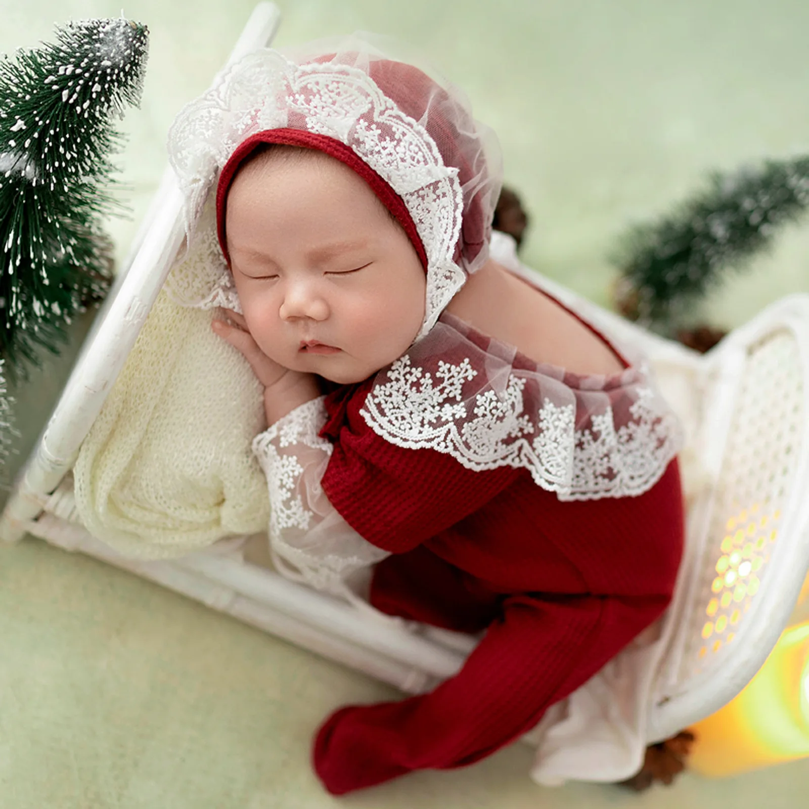 ❤️Newborn Photography Christmas Clothing Hat+Jumpsuit 2Pcs/set Studio Baby Girl Photo Props Accessories Costume Fotografia