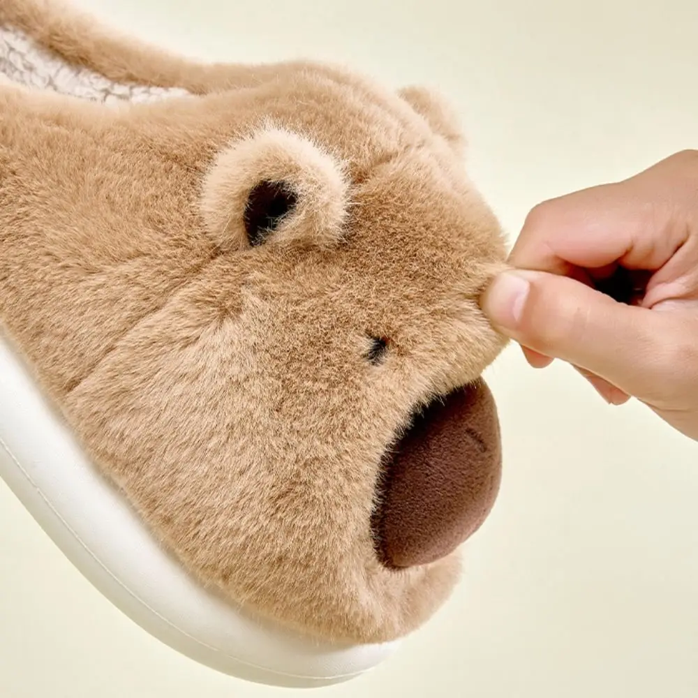 Модные мягкие теплые тапочки с капибарой милые плюшевые шлепанцы на толстой