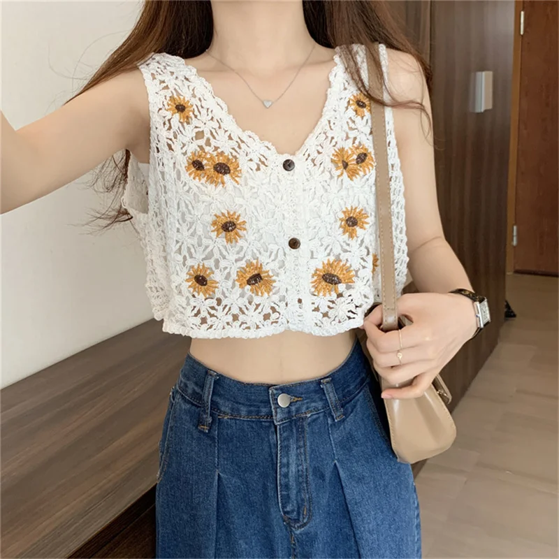 

Women Summer Tanks Camis vest Fashion Casual Sleeveless embroidery Ladies Street Tanks Tops Tees Hotsweet B3124