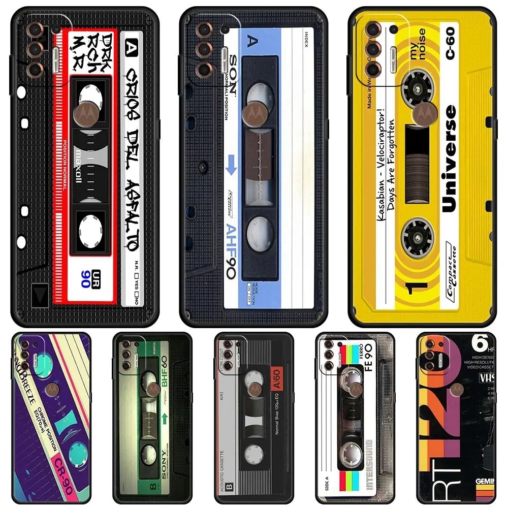 

Cover Case for Motorola One Fusion Hyper Moto Edge 20 Lite Pro Plus G Stylus E6s Trend Funda Phone Retro Cassette Tapes