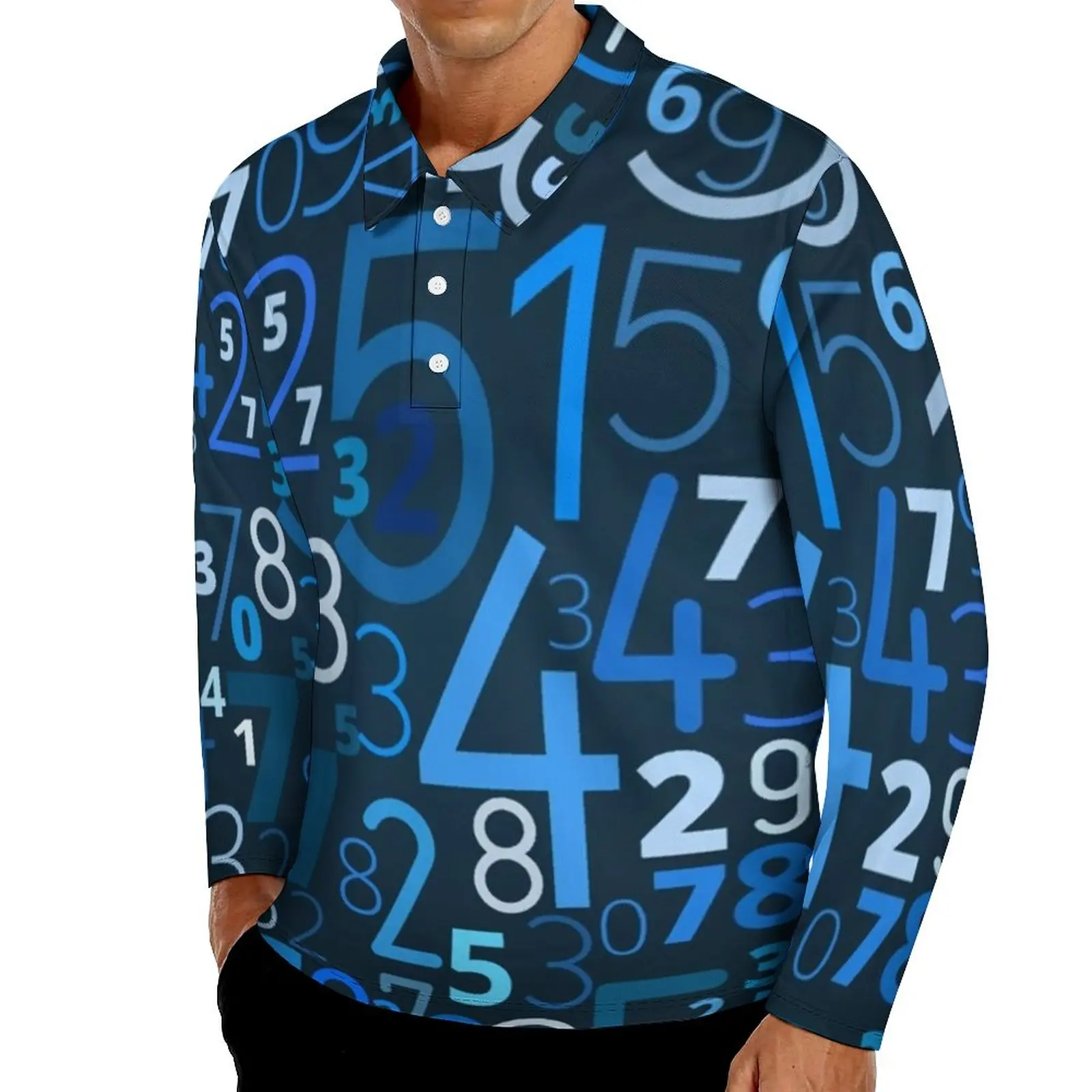 

Math Numbers Casual Polo Shirts Colorful Code Print T-Shirts Long Sleeve Graphic Shirt Spring Y2K Oversized Clothes Gift Idea