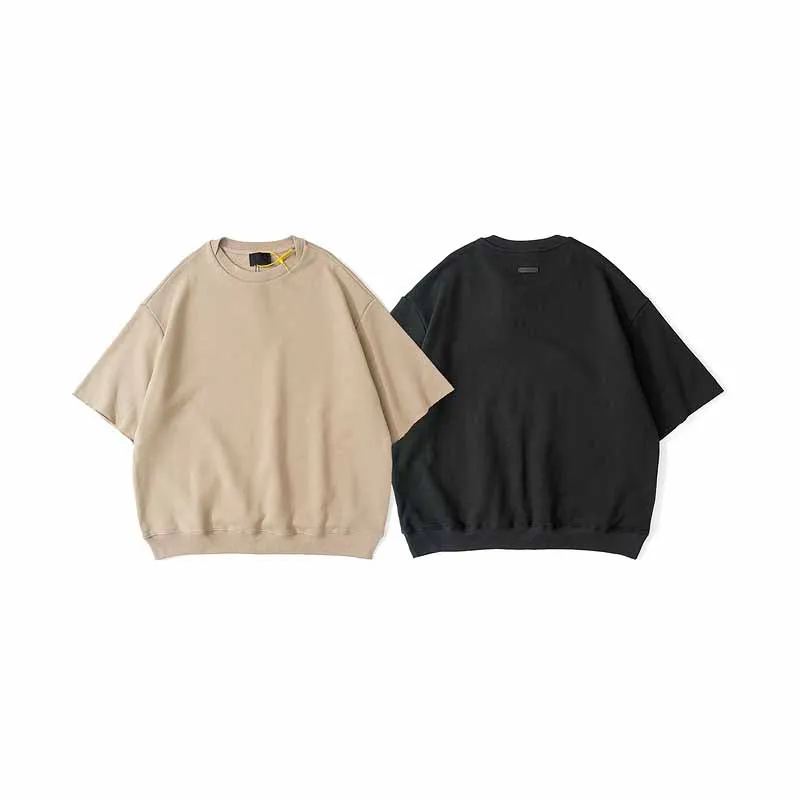 

21fw High Quality Essentials Overlapped 3/4 Sleeve Sweatshirt Men Women Hiphop Streetwear Loose Pullover Sweatshirts Thick