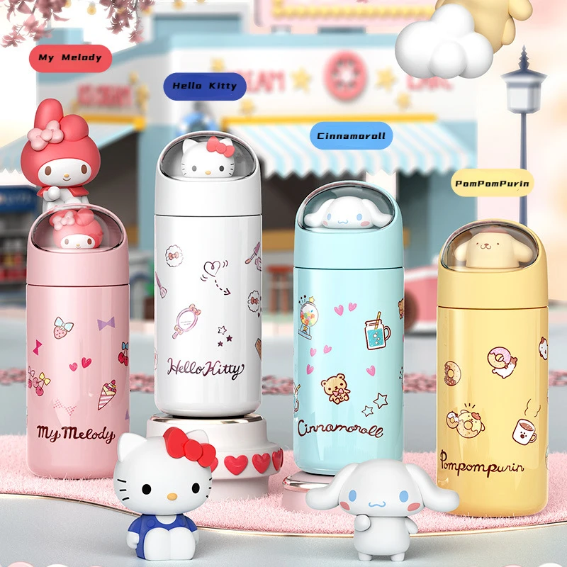 

Kawaii Sanrio Hello Kitty My Melody Kuromi Cinnamoroll Creative Small Thermos Cup 350ml Capacity Anime Character Doll Water Cup