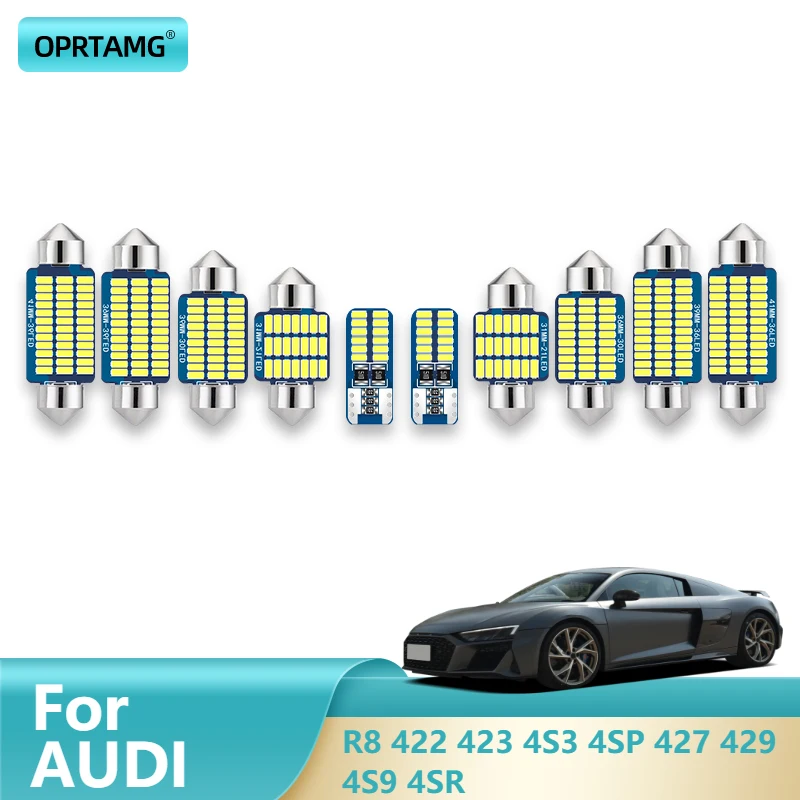 

OPRTAMG Interior LED For AUDI R8 422 423 4S3 4SP 427 429 4S9 4SR 1994 1995 1996-2022 Canbus Vehicle Indoor Dome Map Light Kit