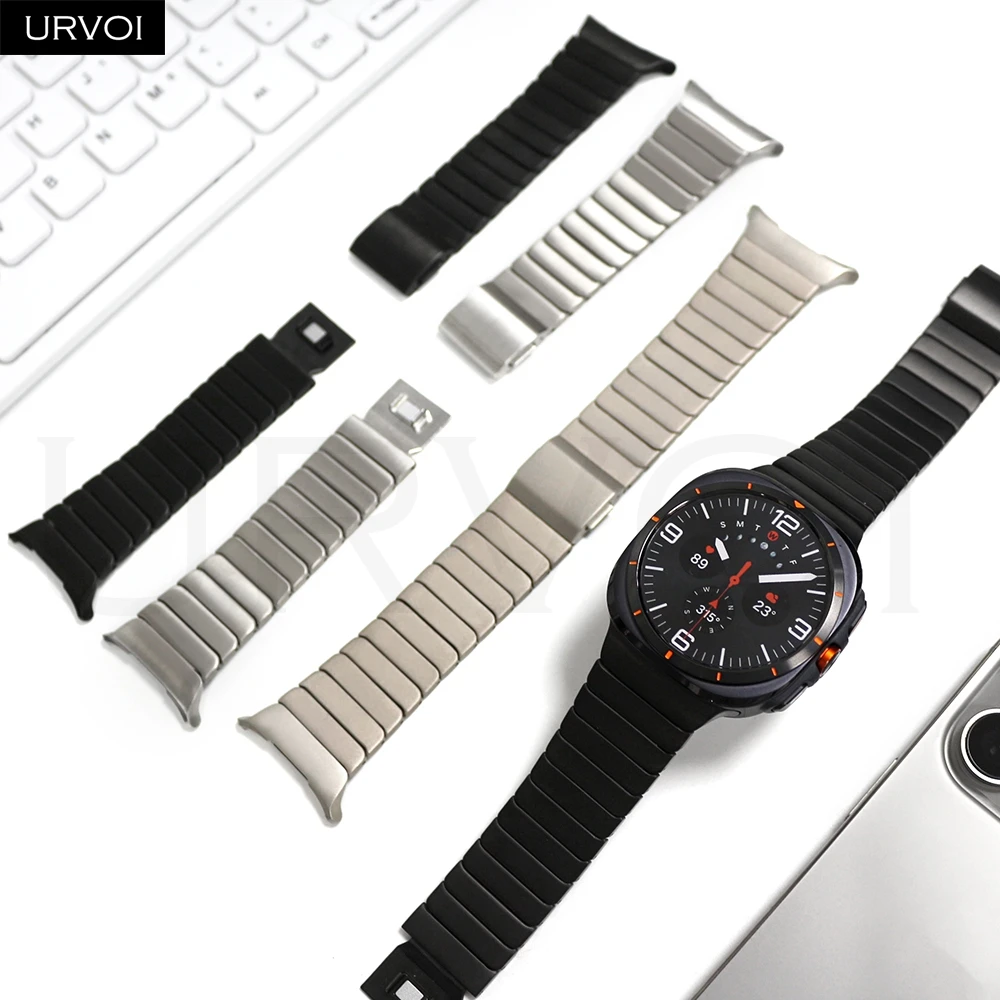 Фото Титановый ремешок URVOI для Galaxy Watch Ultra 2025, ремешок 47 мм, металлический браслет с магнитной пряжкой, легко подходит для переключения разъема №3