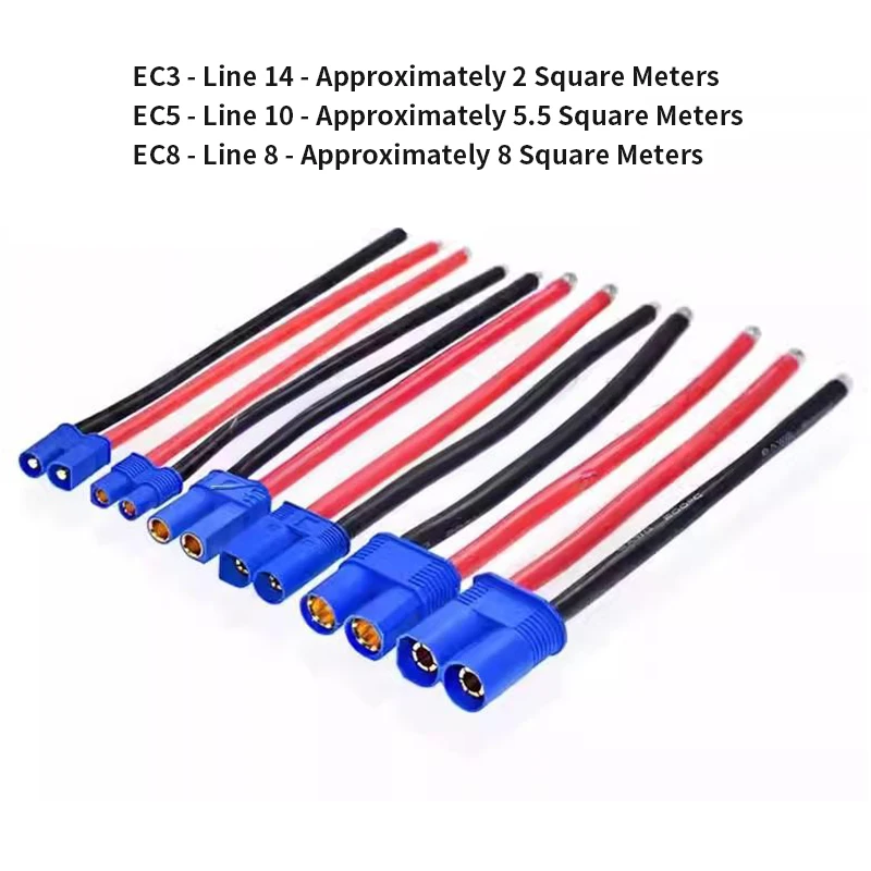 Фото Кабель-переходник EC5 EC8 14/10/8AWG EC3 (штекер-гнездо) для экстренного запуска, с разъемами типа «банан», для аккумуляторов радиоуправляемых моделей и игрушек, провод-пигтейл №3