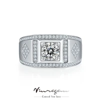 vinregem solid 925 sterling silver 3ex round 1ct vvs1 test passed diamond gra moissanite ring for women men gift drop shipping