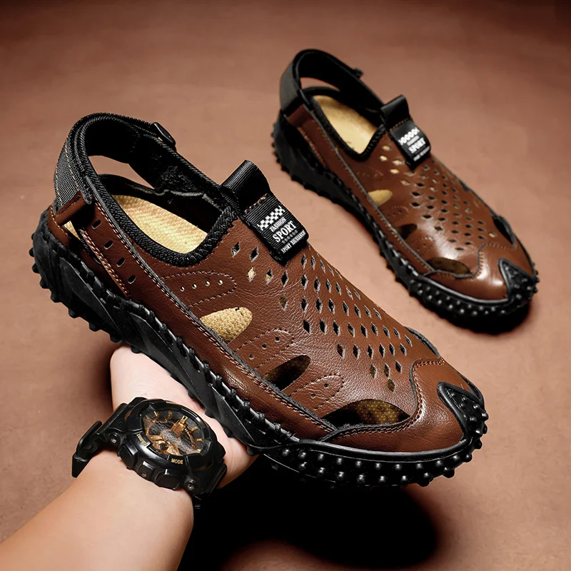 

New Summer Golf Shoes for Men Breathable Gym Sneakers Mens Anti Slip Golf Sandals Man Black Blue Leather Outdoor Golf Training