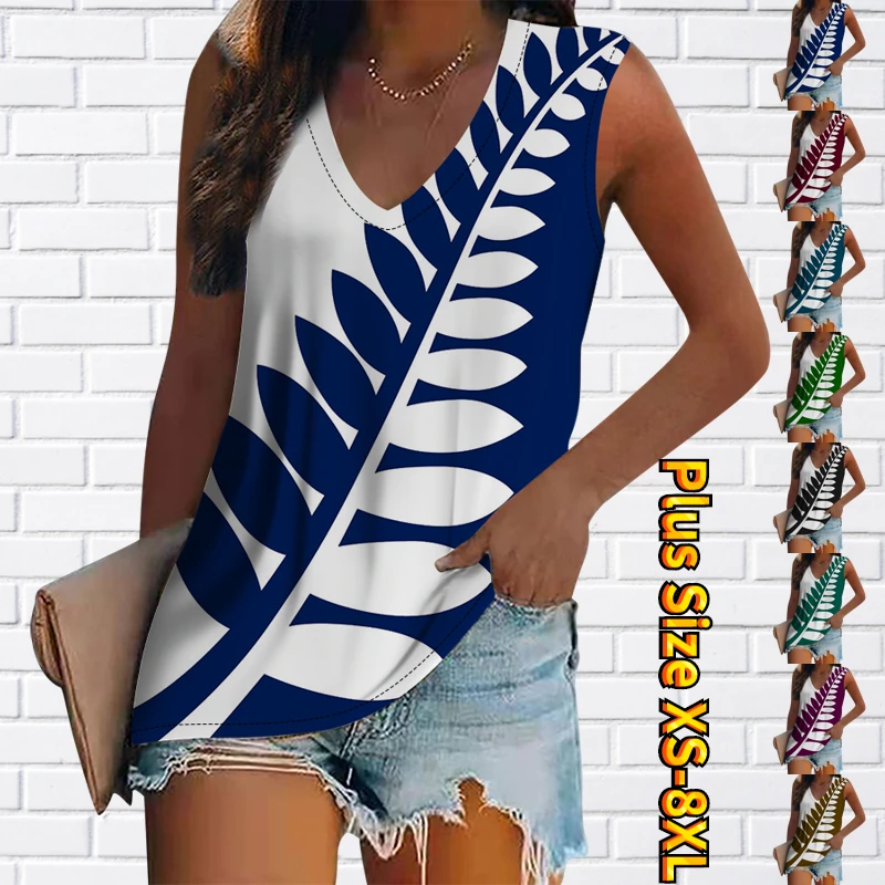 

Женский жилет с V-образным вырезом, голубая Туника без рукавов с принтом, летняя уличная одежда для выходных, 2023