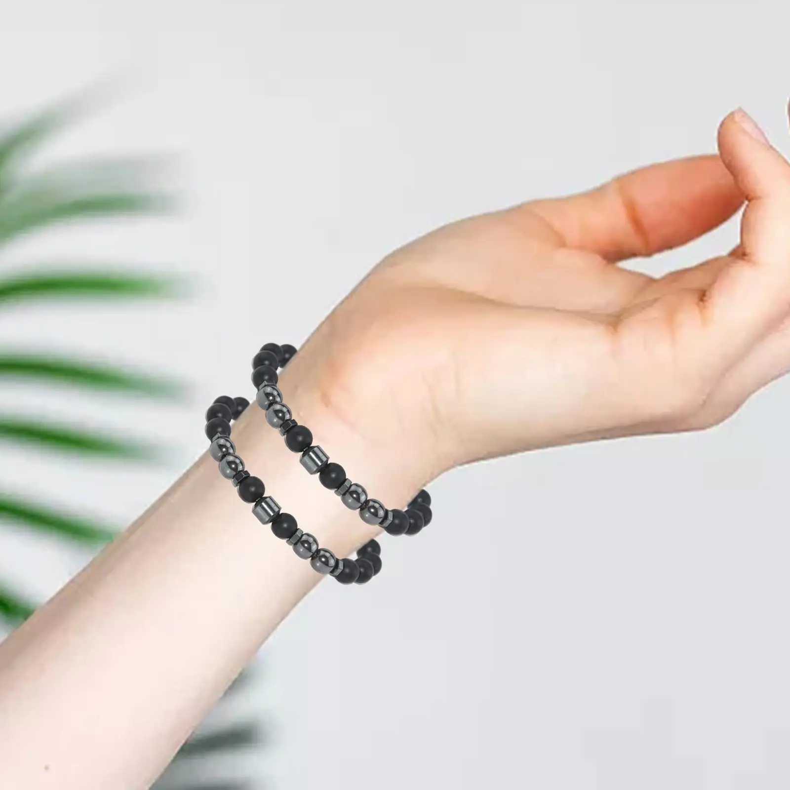 

2Pcs Magnetic Obsidian Bracelet Anklet Unisex Beads for Graduation Birthday