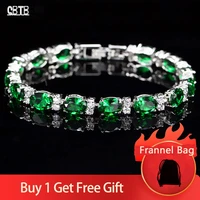 luxury 925 silver bracelet emerald moissanite fine jewelry charm bracelet for woman wedding accessories gift