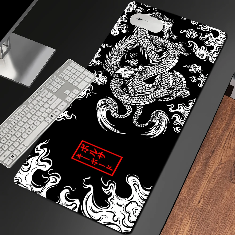 

Dragon Mouse Pad Black and White Deskmat Playmat Laptop Japan Anime Gaming Keyboard Rubber Pad Pad on The Table Mouse Mat Pc Rug