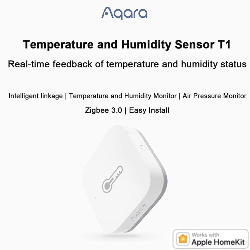 

Aqara Temperature and Humidity Sensor T1 Zigbee 3.0 Temperature Humidity Air Pressure Monitor Easy Install Work Apple HomeKit