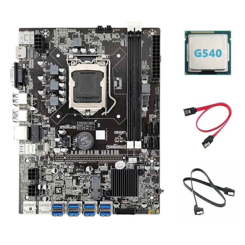 

B75 ETH Mining Motherboard 8XPCIE USB Adapter+G540 CPU+2XSATA Cable LGA1155 MSATA B75 USB Miner Motherboard