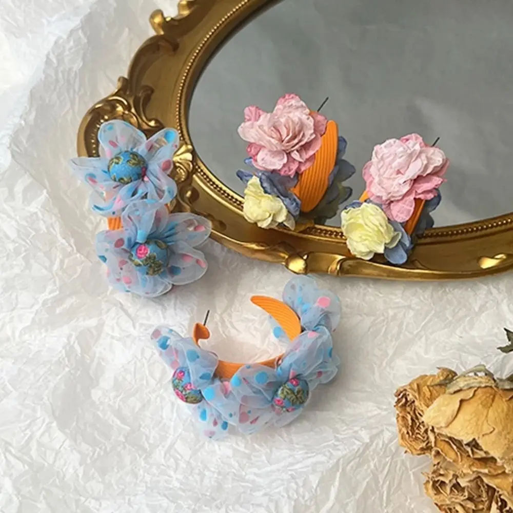 

Women Lace Flower Drop Earring Korean Summer Petal Bride Jewelry Holiday Earnings Pastoral Design