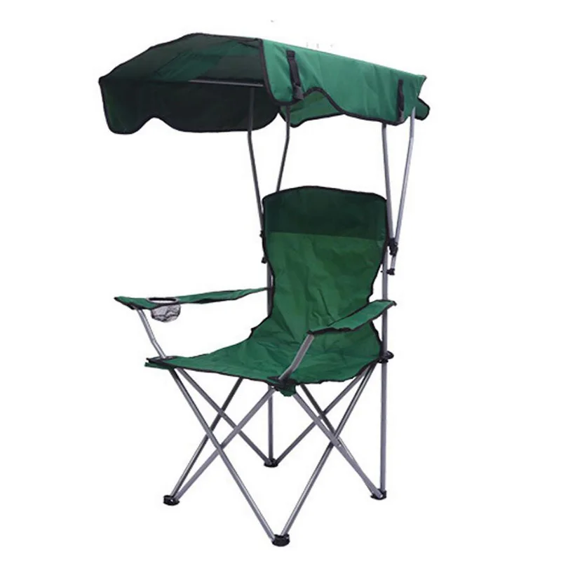 

Folding Beach Armchair With Awning Leisure Portable Chair Canopy Outdoor Camping Fishing BBQ Picnic Seat Sunshade