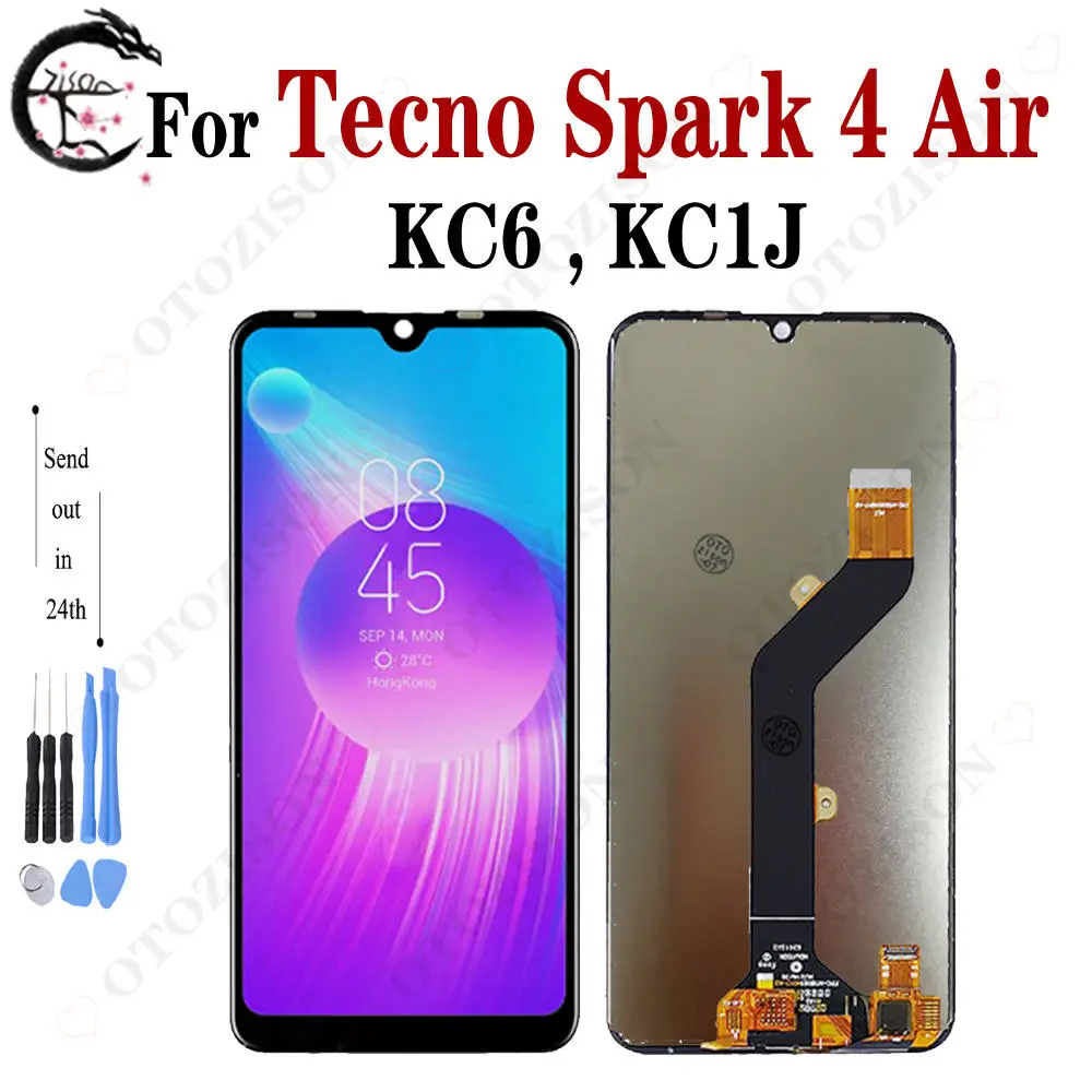 ЖК-дисплей 6,1 дюйма с рамкой для Tecno Spark 4 Air KC6 KC1J, сенсорная панель, дигитайзер, датчик в сборе, сменный экран Spark4 air