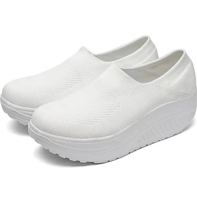 Sneakers Female Soft Mesh Women Platform Flat Tennis Hollowed Out Round Toe Slip-On Shoes Lady Plus Size Footwear Women Shoes