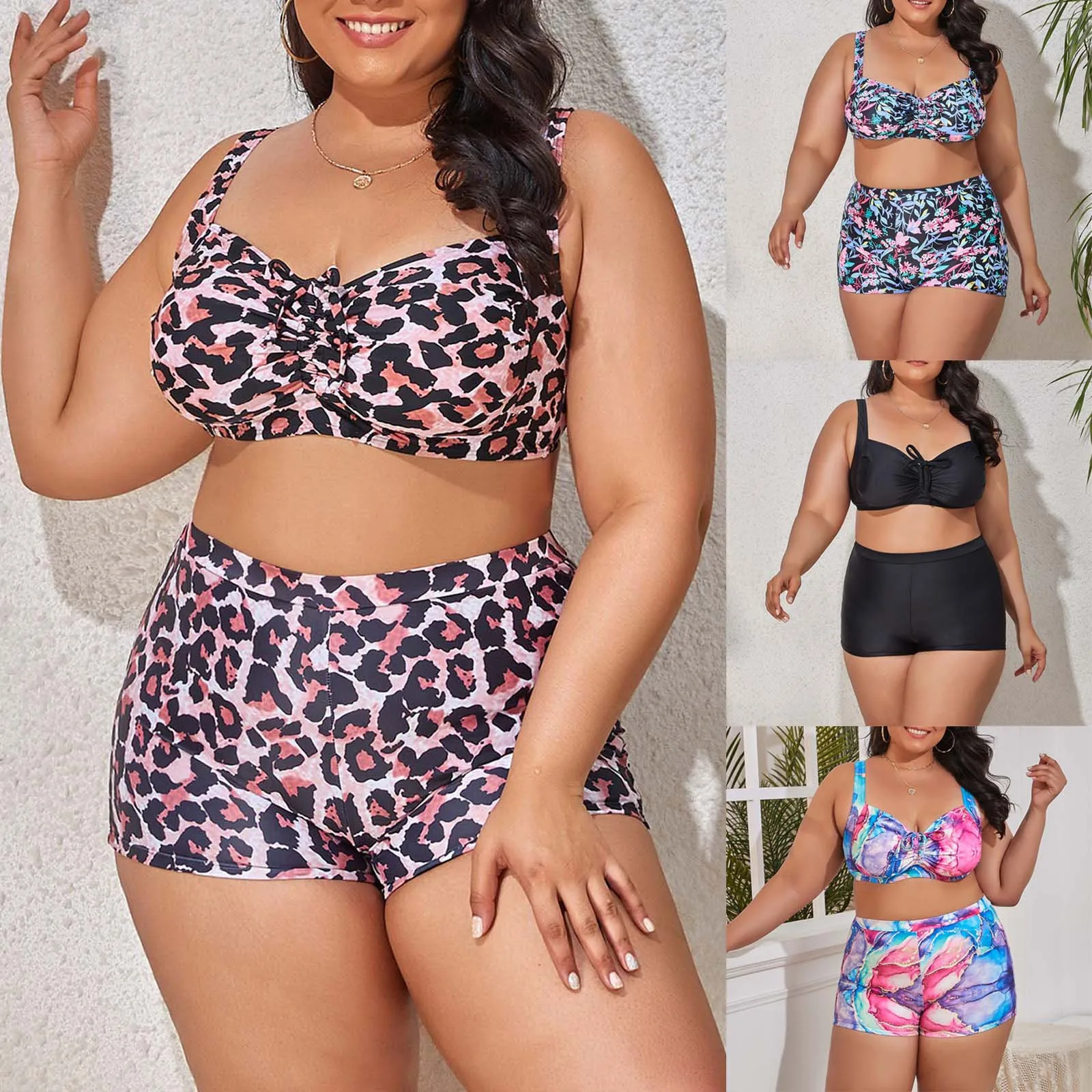 

2023 Summer Seaside Large Size High Waist Split Swimsuit Sexy Waistless Slim Ladies Swimsuit Bathing Suit with Skirt for Women