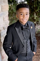 black boys formal wear suits notch lapel baby kids formal suit wedding party children tuxedos jacketpantsbow tievest