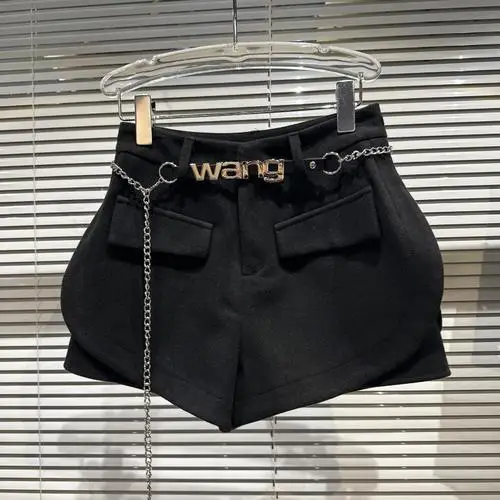 

2023 New Fashion Little Fragrant Metal Letter Waist Chain Three Dimensional Pocket Woolen Shorts for Women Designer Brand