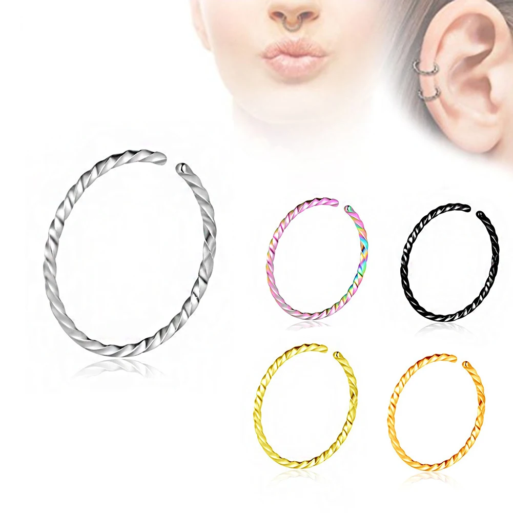 

1PC 6mm To 10mm 16g Stainless Steel Hinged Segment Clicker Ring Nose Septum Piercing Helix Cartilage Daith Twist Hoop