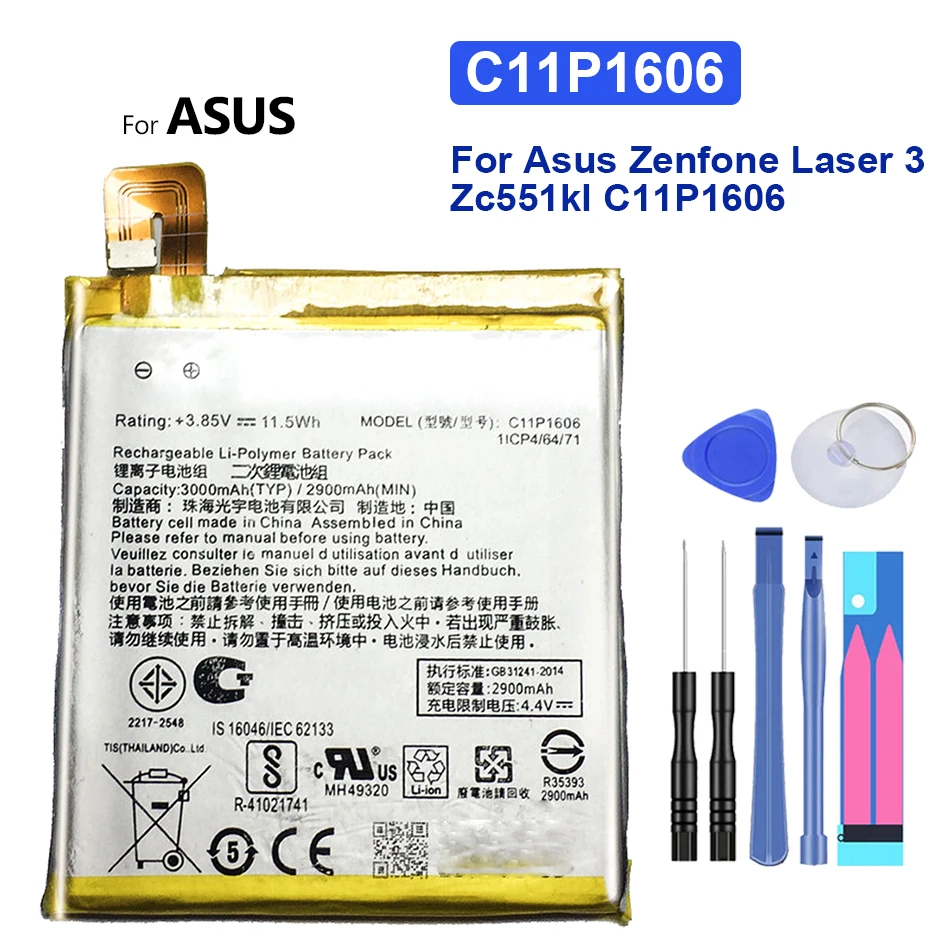 

C11P1606 3000mAh Battery For ASUS Zenfone 3 Laser ZC551KL 5.5" Z01BDB Z01BDA Z01BD Z01BDC In Stock Batterij + Track NO