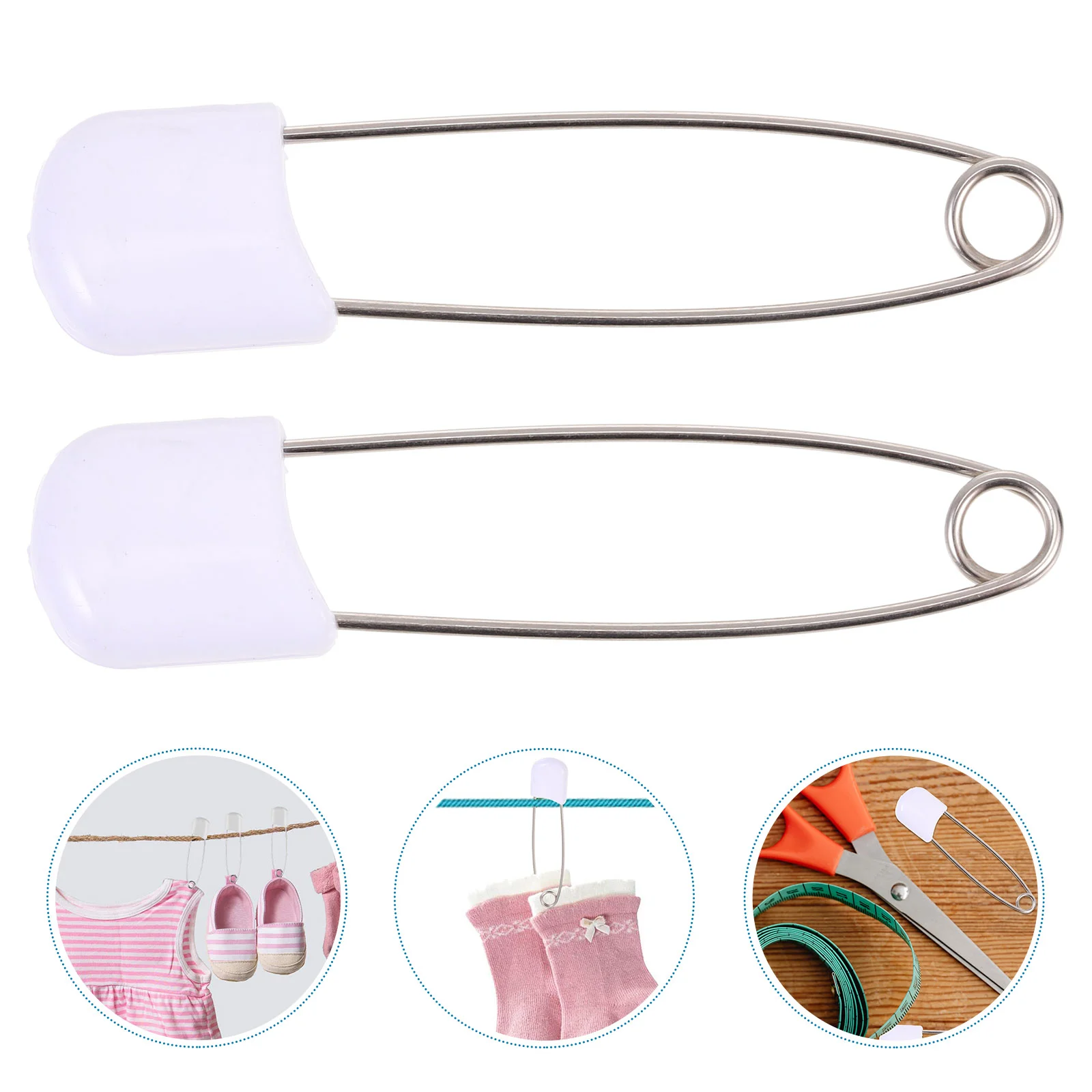 50 Pcs Diaper For Cloth Diapers Safety Buckle Brooch Plastic Head Baby Bead Needle