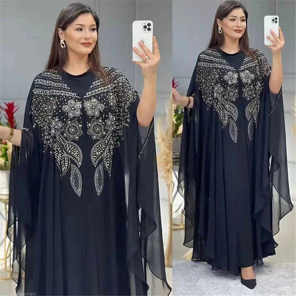 

Abayas For Women Dubai Luxury 2022 Chiffon Boubou Muslim Fashion Dress Caftan Marocain Wedding Party Occasions Djellaba Femme