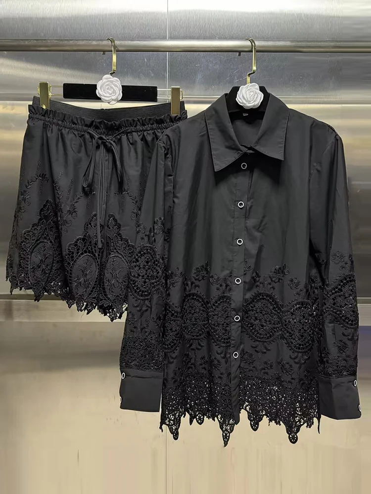 Женский Повседневный комплект из двух предметов VGH Однотонная рубашка с отложным