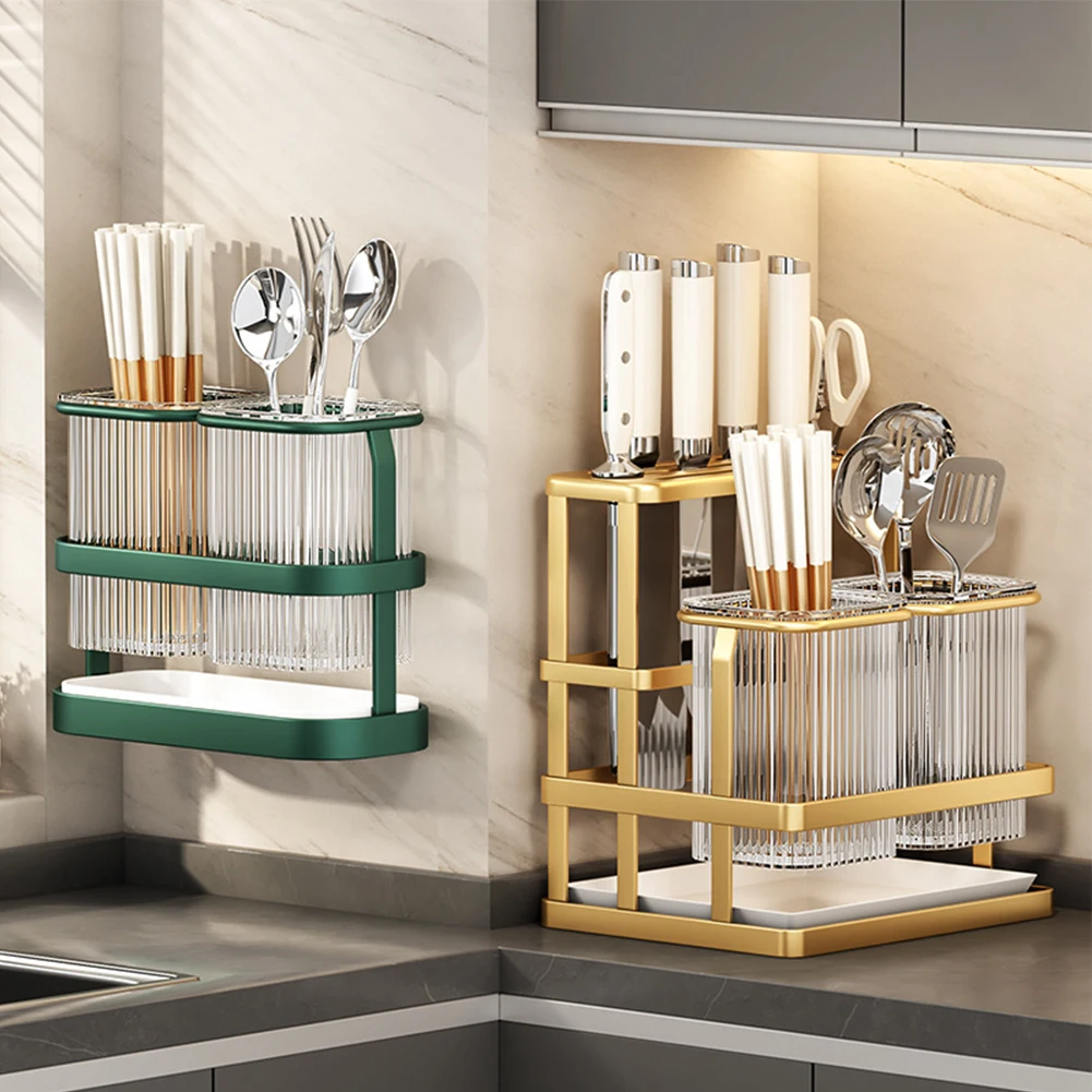

Noodle Chopstick Tube Multifunctional Kitchen Cutlery Holder Storage Drain Rack For Forks Knives Spoon Kitchen Storage Holders