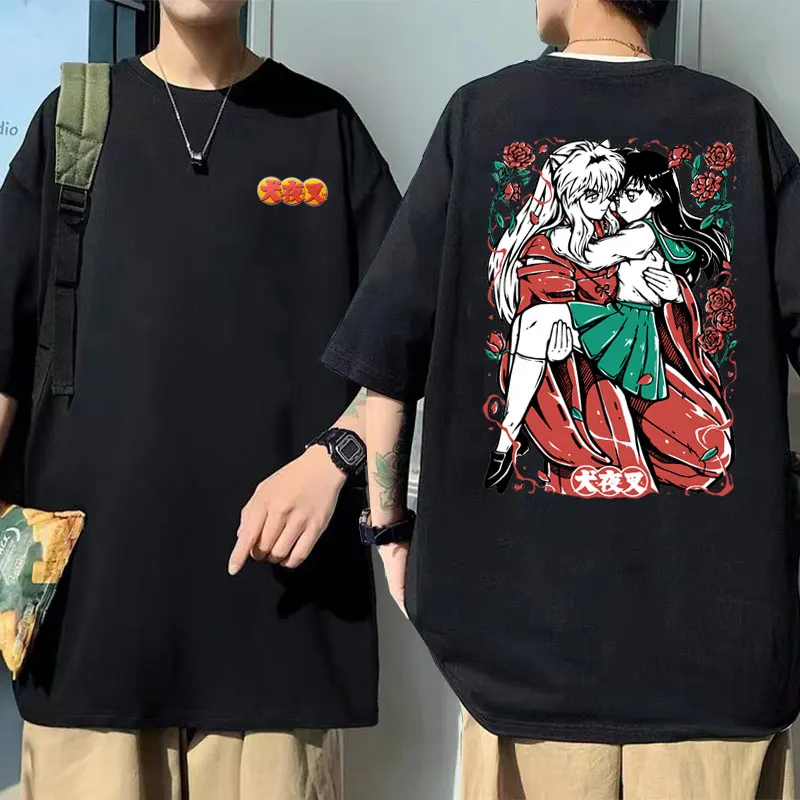 

Anime Demon Inuyasha Sesshoumaru Higurashi Kagome Graphics T-shirt Men Manga Vintage Oversized T Shirts Male y2k Harajuku Tees