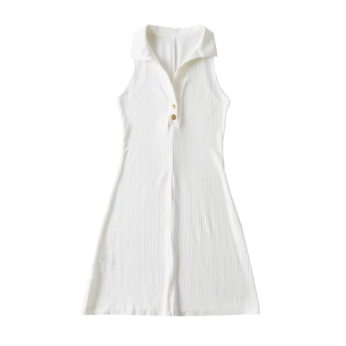 Платье Bazaleas с двумя пуговицами вверх и отложным воротником женские платья Мини