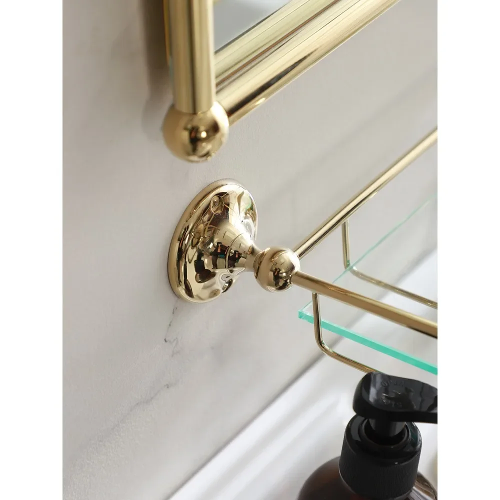 Красивый пейзаж ретро Латунное арочное умное зеркало для ванной комнаты Золотое