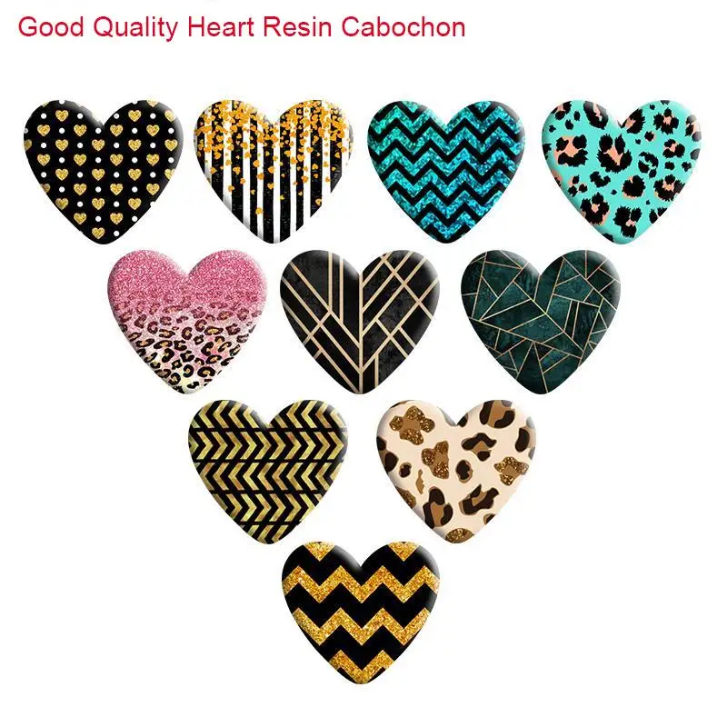 

Leopard Pattern Good Quality Love Heart Resin Cabochon Accessories DIY Earring Hair Phone Sticker Necklace R1160