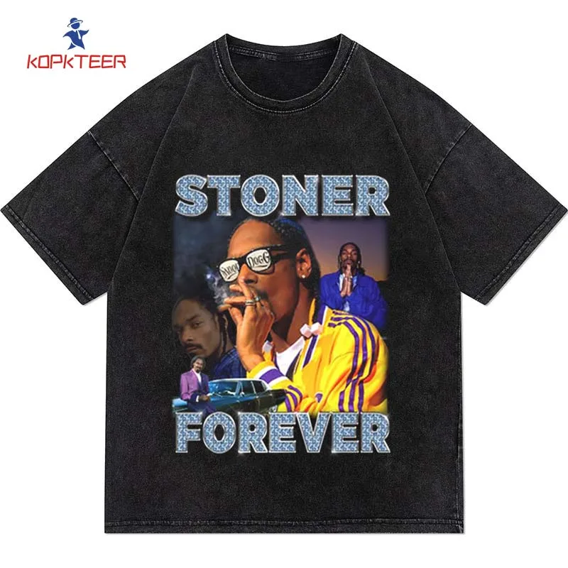 

Stoner Forever Rocky Graphic Aesthetics T-shirts Hip Hop Cotton Short Sleeve Loose Couple T-Shirt Casual Harajuku Tshirt