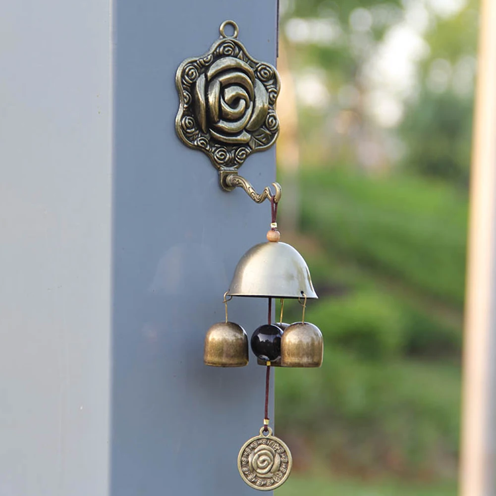 

1pcs Wall-mounted Wind Chime Creative Bronze Three Bells Metal Wind Bell Home Garden Yard Doorbell Decoration Retro Ornaments
