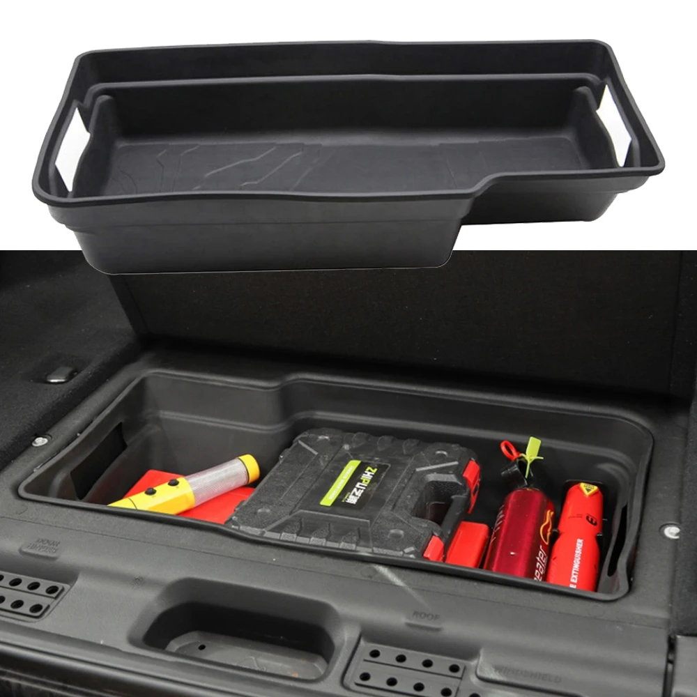 

Tail Box Trunk Organizer Tool Kits Storage Box for Jeep Wrangler JL 2018 2019 2020 2021 2022 Car Interior Accessories TPE Black