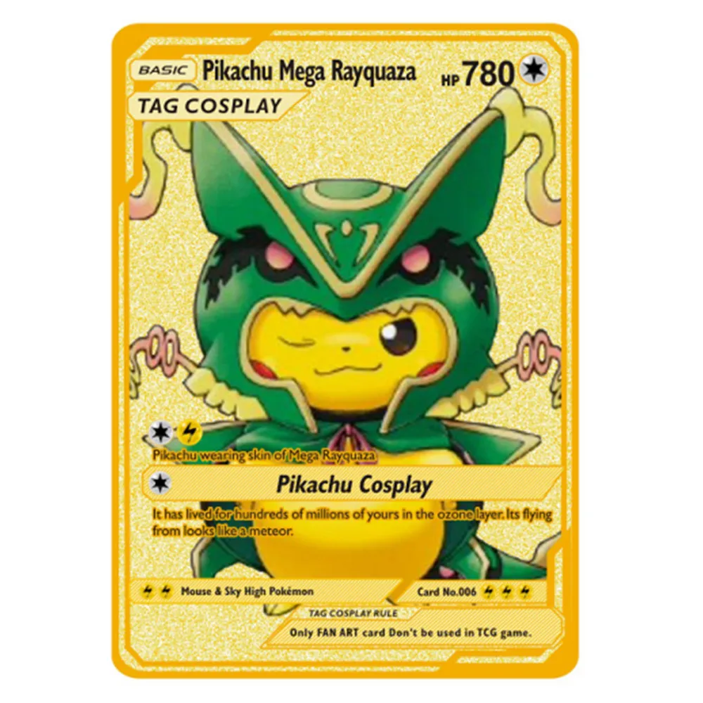 

English Pokemon Iron Cards Gold Metal Card Metal Pokemon Letters Charizard Vmax Pikachu GX EX Pack Game Collection Gift Kids