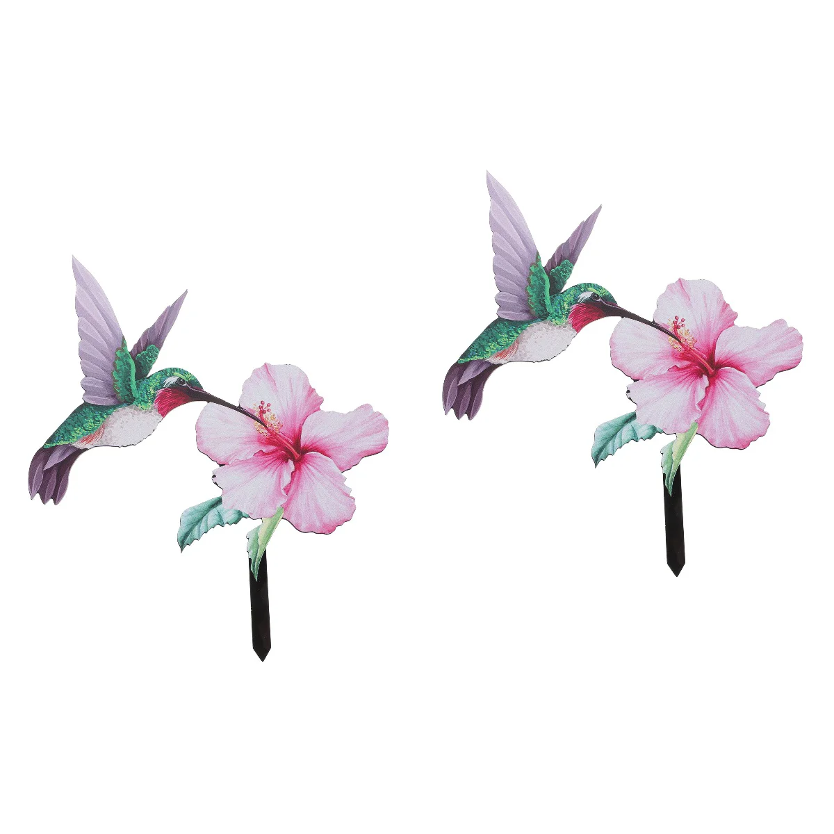 

2 Pack Flower Card Outdoor Signs Ground Insert Decoration Wood Pile Lovely Inserted Garden Stakes Lawn Acrylic Hummingbird