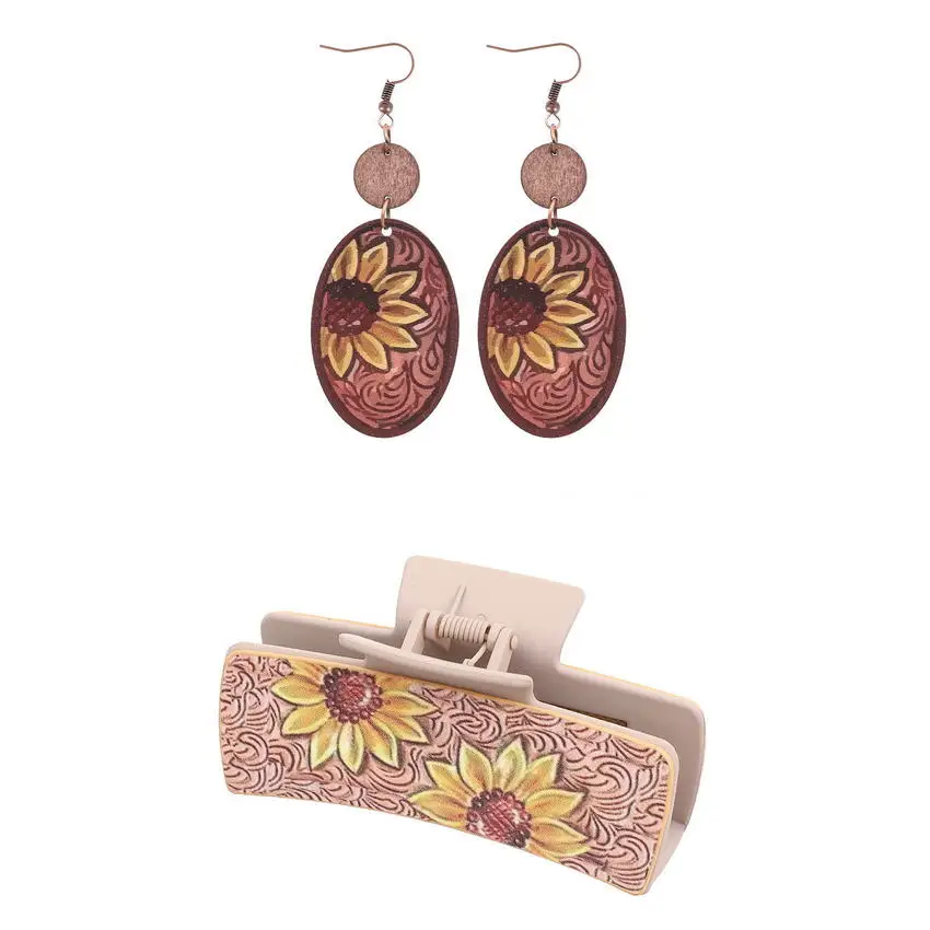 2 шт./набор женские серьги-клипсы с подсолнухом